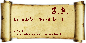 Balaskó Menyhért névjegykártya